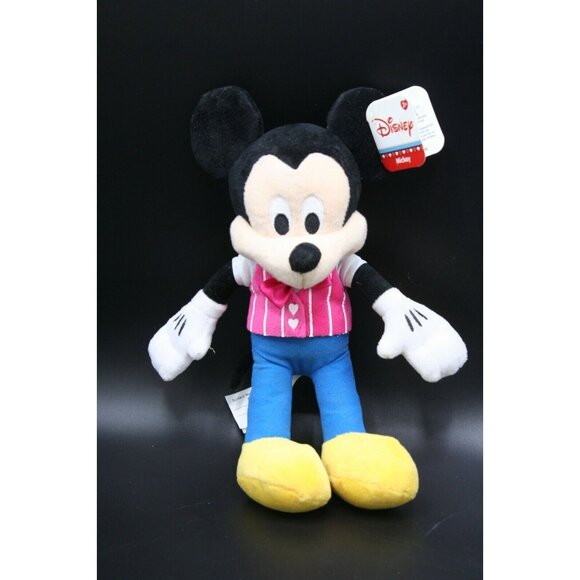 ⚡ Disney Mickey Mouse Valentines Day Plush Pink Heart Vest Small 9" BEANIE ⚡ - Picture 11 of 12